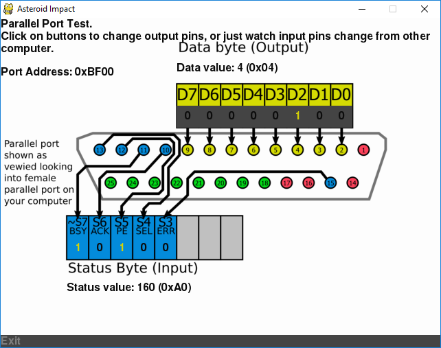 Parallel Port Connections — Asteroid Impact 1.0.0 documentation